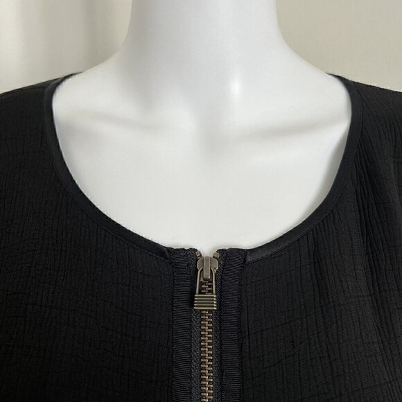 Eileen Fisher Women's Bomber Jacket Size XL Lagenlook Black Textured Silk Blend - Picture 4 of 9